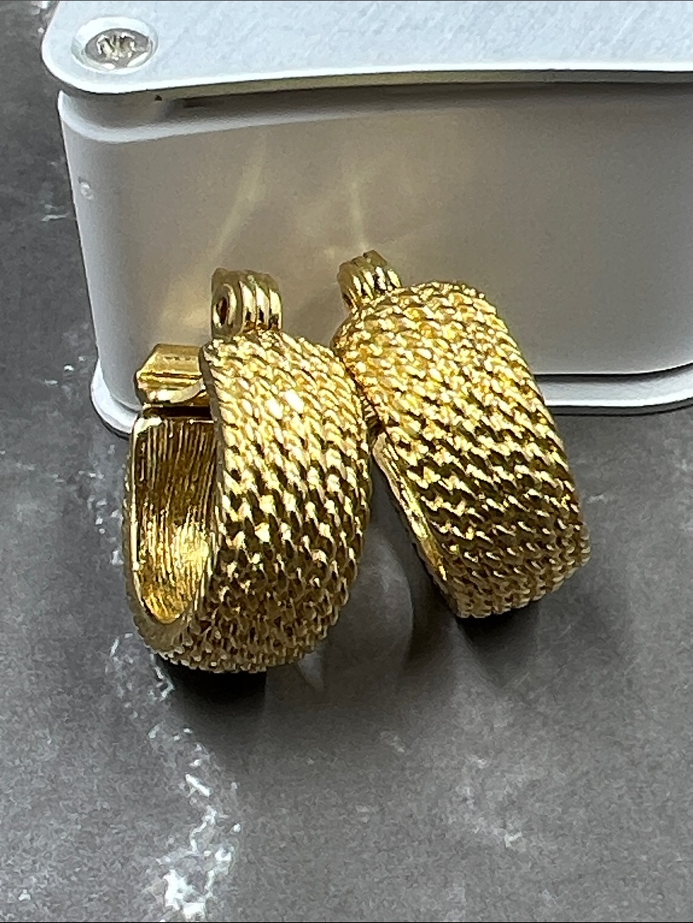MONET Vintage Gold Toned Rope Pattern Earrings